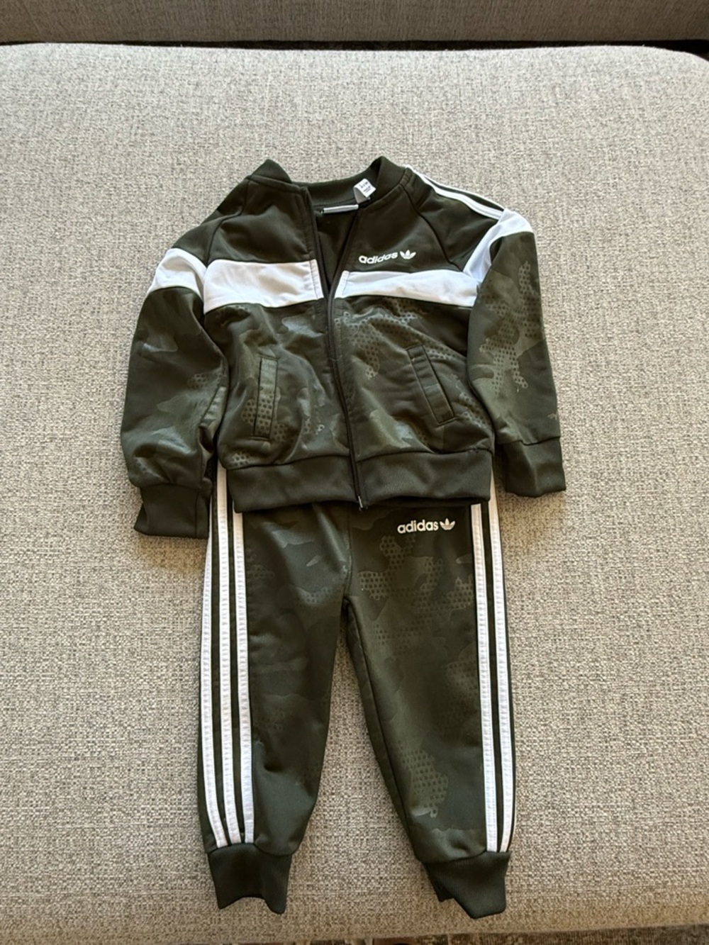 Adidas Kids Olive Green Track Jacket & Pants Set